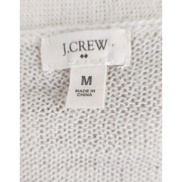 J Crew Alpaca Merino Wool Blend V Neck Cardigan Sweater, Ivory Gray, M - Picture 4 of 6